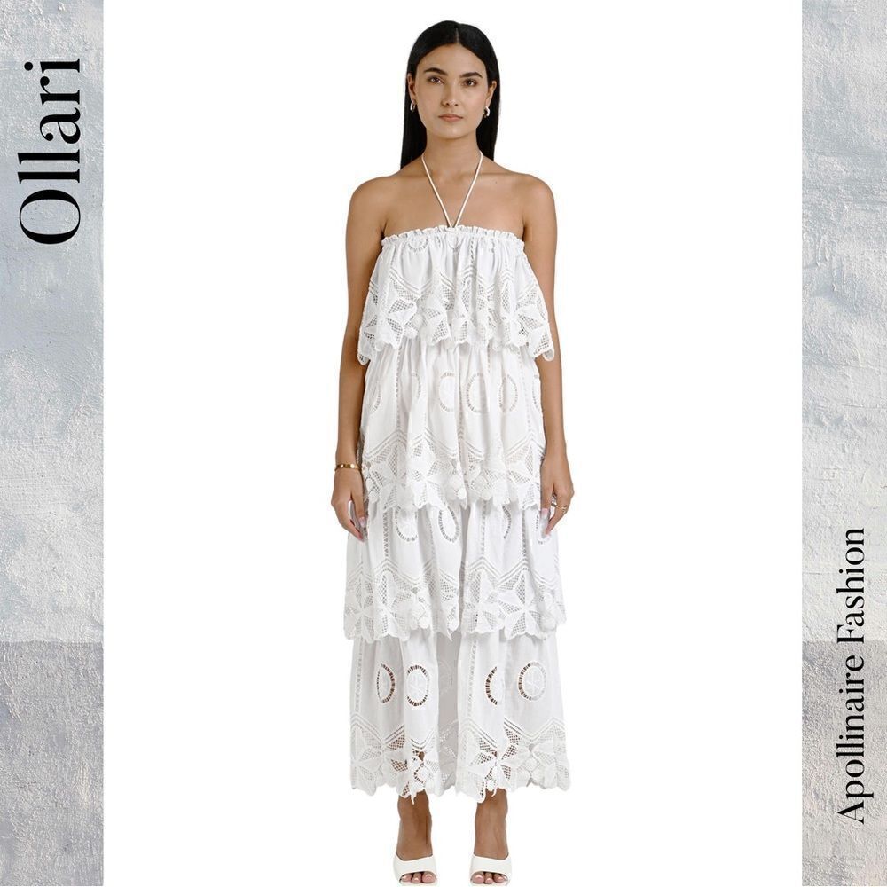 OLLARI IRIS MAXI DRESS IN SUMMER WHITE NWT MEDIUM